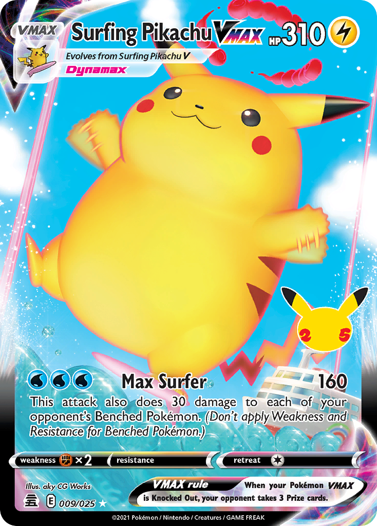 Surfing Pikachu VMAX — Celebrations #009